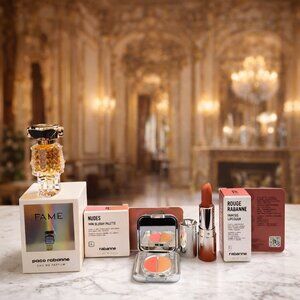 Rabanne Beauty Bundle Fame + Rouge Lip + Nudes Palette